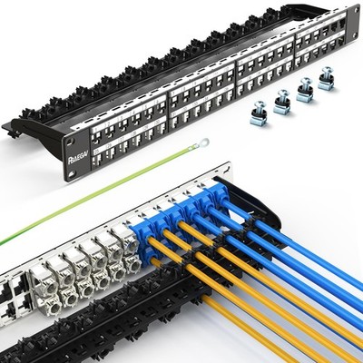 48 Port Patch Panel Blank UTP/STP 1U 19'' Keystone Patch Panel with Cable Mana...