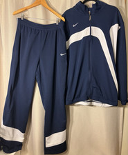 Vintage Nike Tracksuit Set Navy White Y2K Full Zip Jacket Pants Size XL