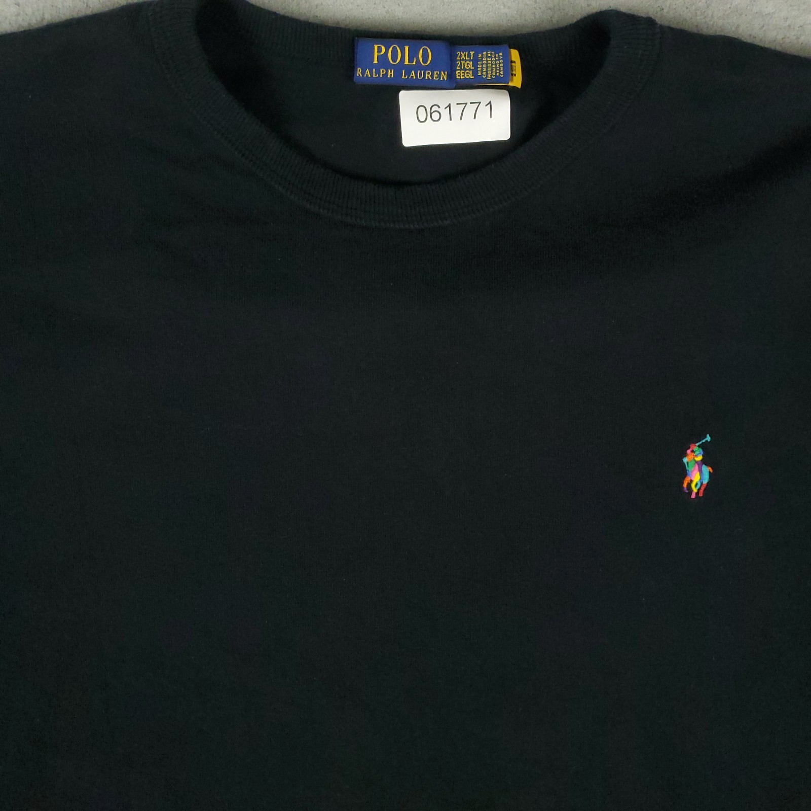 Ralph Lauren Maglione Uomo 2XLT Nero Multicolore Big Pony Pullover Felpa