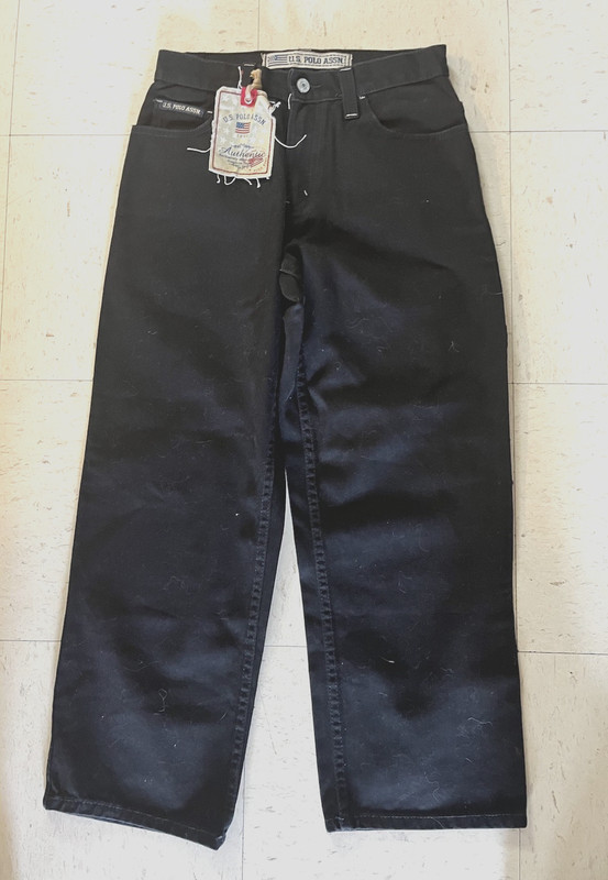 VTG U.S. Polo Assn. Jeans Youth Black Carpenter Pants Workwear Y2K 28x26 (14)