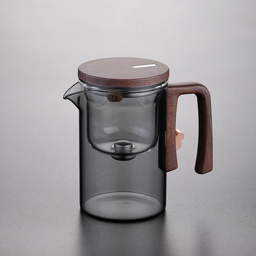 Boutique Tea Pot Matching Cup Glass Wood Handle Tea Tray Tea Water Separation - Picture 26 of 37