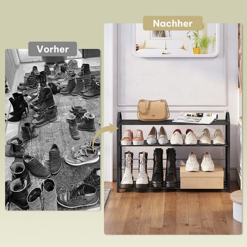 Schuhregal Schuhablage Schuhständer 4-Ebenen Metallrohrgestell Flur/Wohnzimmer - Bild 7 von 14