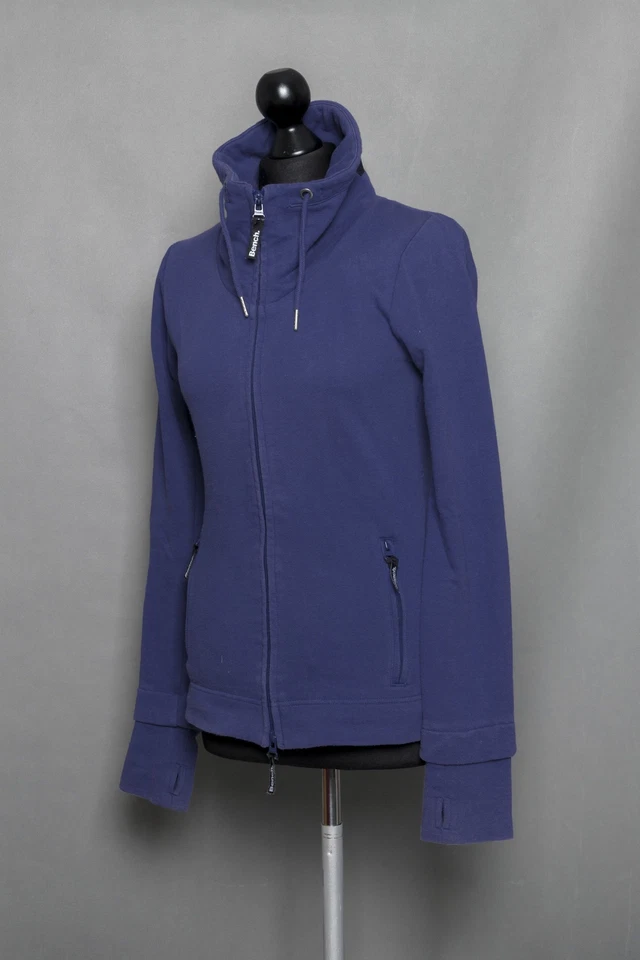 Bench Damen Sweatjacke Jacke S blau dunkelblau Zip Stehkragen + Baumwolle B1015 - Bild 3 von 4