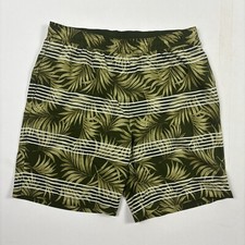 Kirkland Signature Men's Swim Short Zipper Pocket Drawstring Floral Green Large