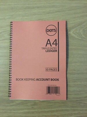 A4 LEDGER BUCH DREIFACH ENTRY-KONTEN BUCHHALTUNG LEDGER 50 SEITEN 