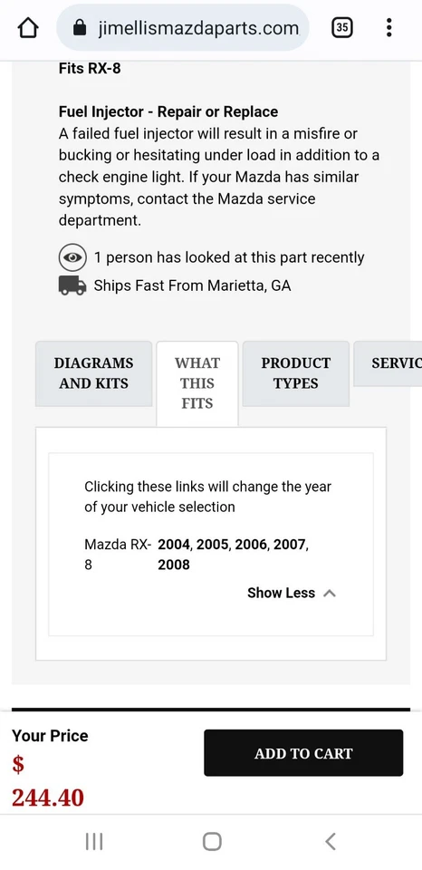 Inyector de combustible original Mazda RX8 2004-2008 NUEVO OEM N3H3-13-250A N3H313250A RX-8 Foto 4 de 4