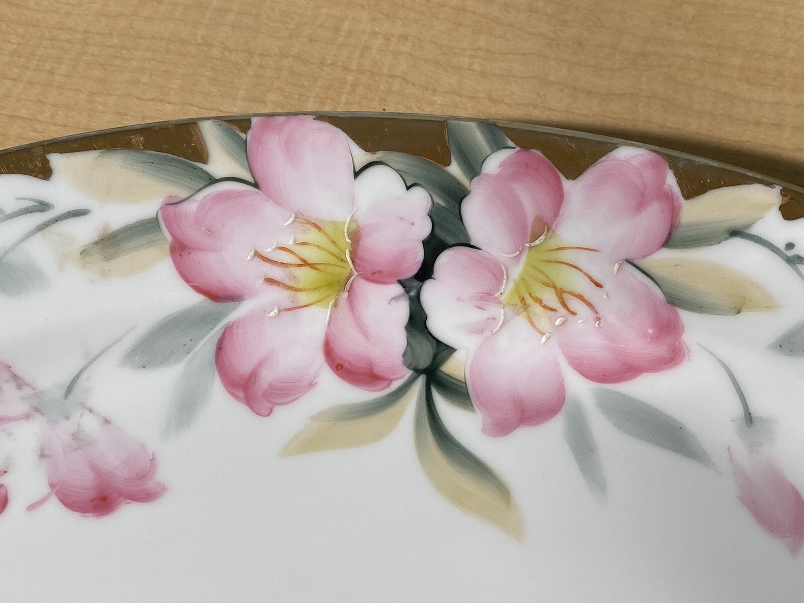 Noritake Azalea 19322 Green M Stamp Oval Dish Hand Painted Made In