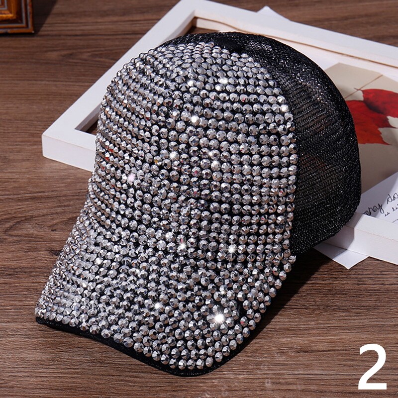 APL Cappello donna rete pesca strass baseball berretto traspirante sole estate esterno a