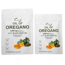 2x    Oil of Oregano 600 Softgels 2 in 1 Black Seed Oil Organic Herbal Supplement