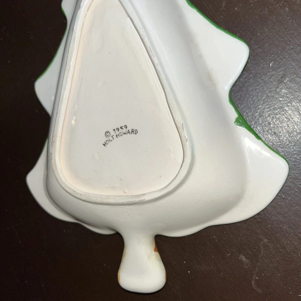 Bandeja Holt Howard Árbol de Navidad 1959 Vintage 10" Plato Caramelo Soporte Campana Foto 4 de 4