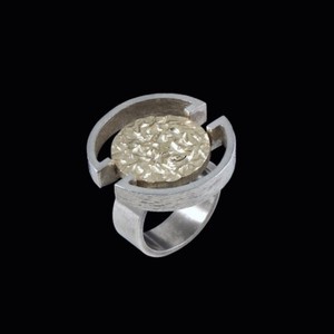 Authentic A. Michelsen. Sterling SIlver Ring with Gold Plated Disc.