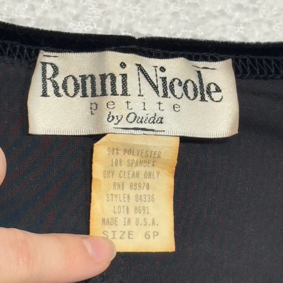 Ronni Nicole Petite Vintage Womens Dress Black Velvet Sparkle Sleeveless Sz 6P - Image 4 of 4