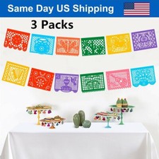 Mexican Banner Party Banner Fiesta Cinco De Mayo Papel Picado Banner 24" 3Pack
