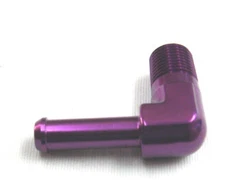 1/8" NPT to 3/16" barb 90 Degree slip on hose fitting Show Polished Purple Alum