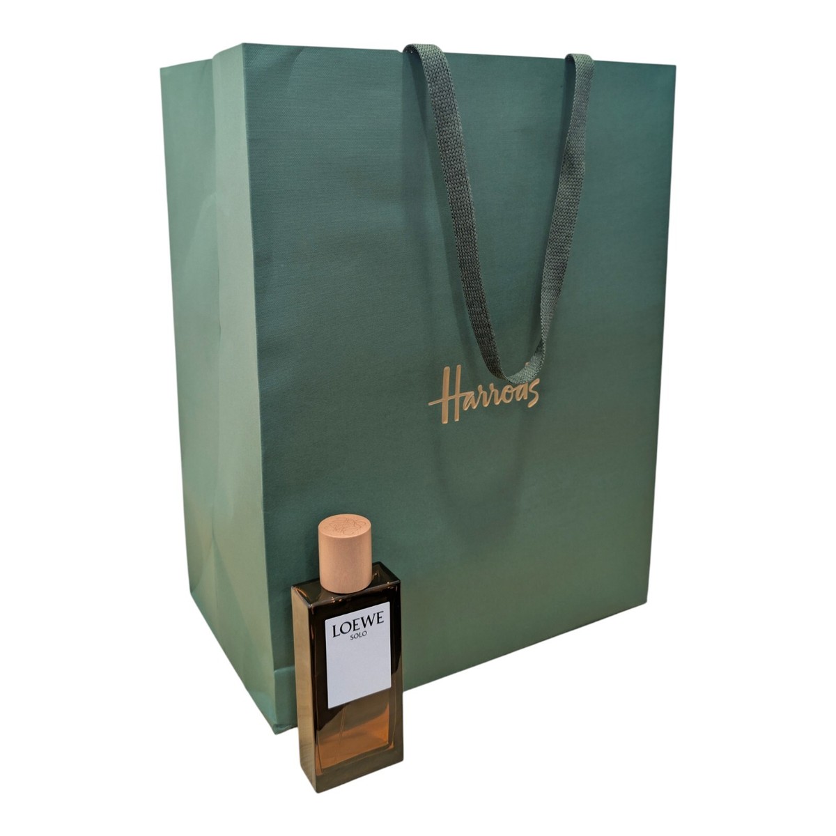 Harrods Shopping Paper Gift Bag Tote Dark Green L W32xH42xD20cm