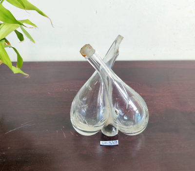 1920s Vintage Victorian Oil & Vinegar Clear Glass Double Bottle