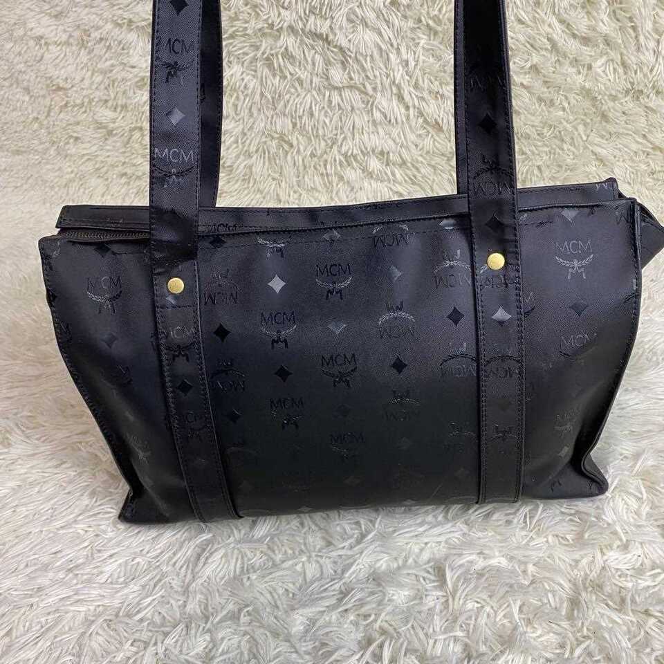 MCM Tote Shoulder Bag A4 Visetos All Over Nylon Black women's USED FROM ...