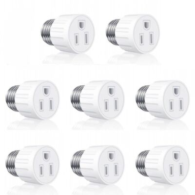 1-8Pcs E26/E27 Light Socket to Plug Adapter 2/3 Prong Light Bulb Outlet Adapter