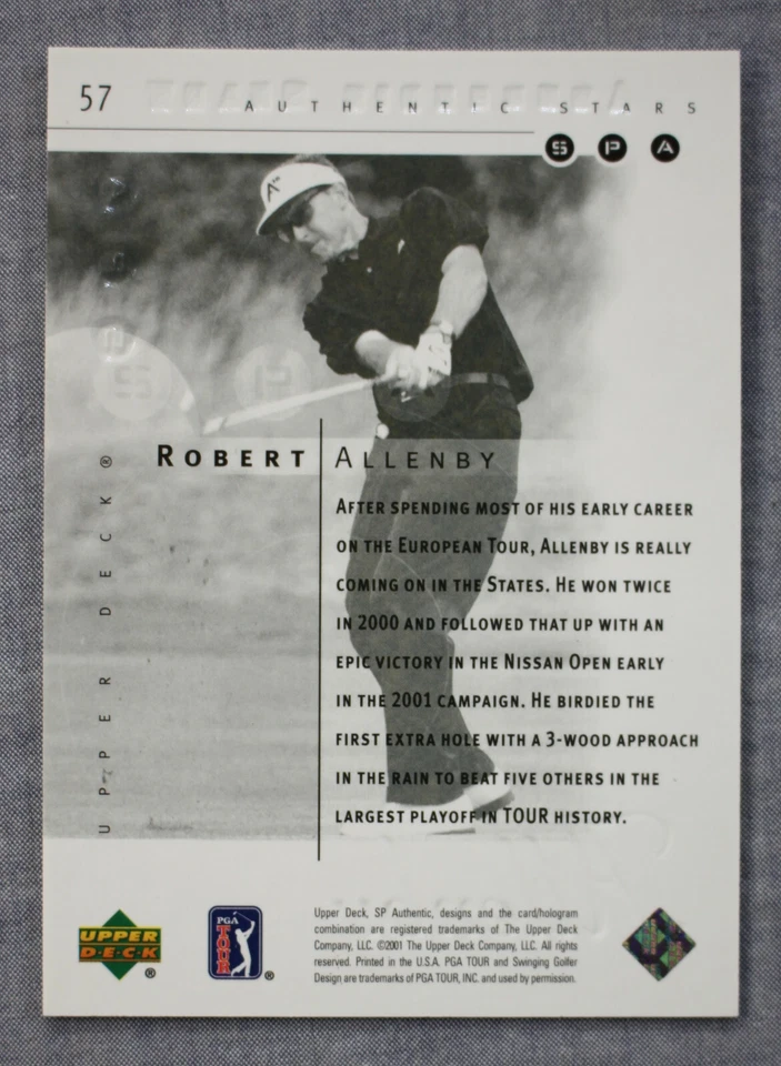 Robert Allenby 2001 Upper Deck SP Authentic Stars Rookie #57 PGA Golf #/2999 - Image 2 of 2