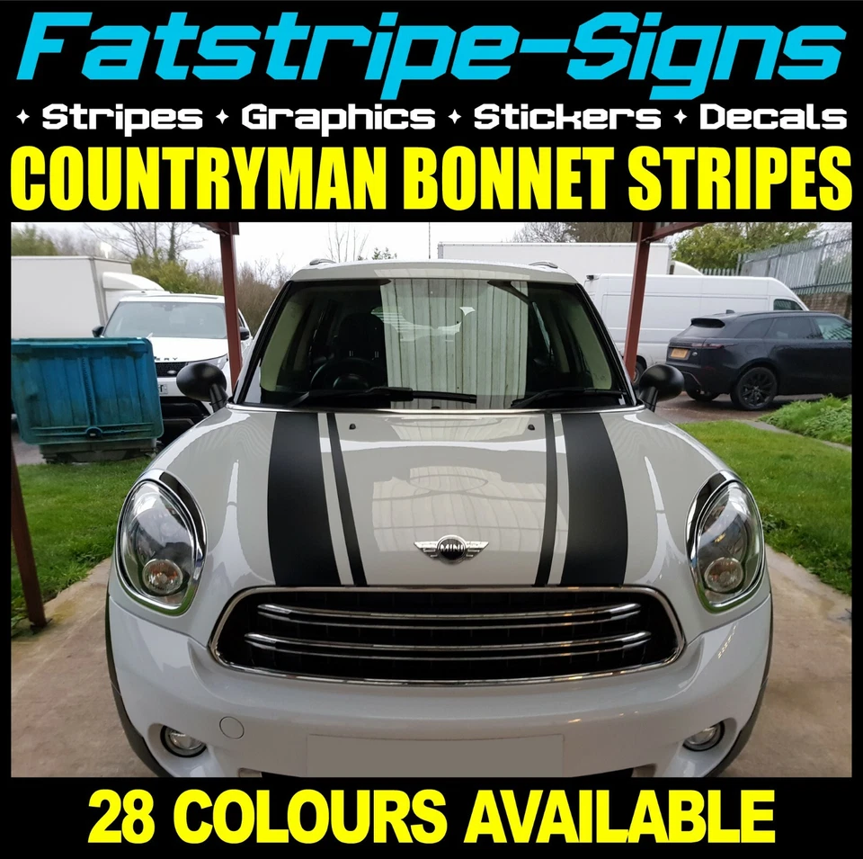 per adattarsi a MINI COFANO COFANO A RIGHE GRAFICHE DECALCOMANIE ADESIVI MINI ONE COOPER - Immagine 2 di 3