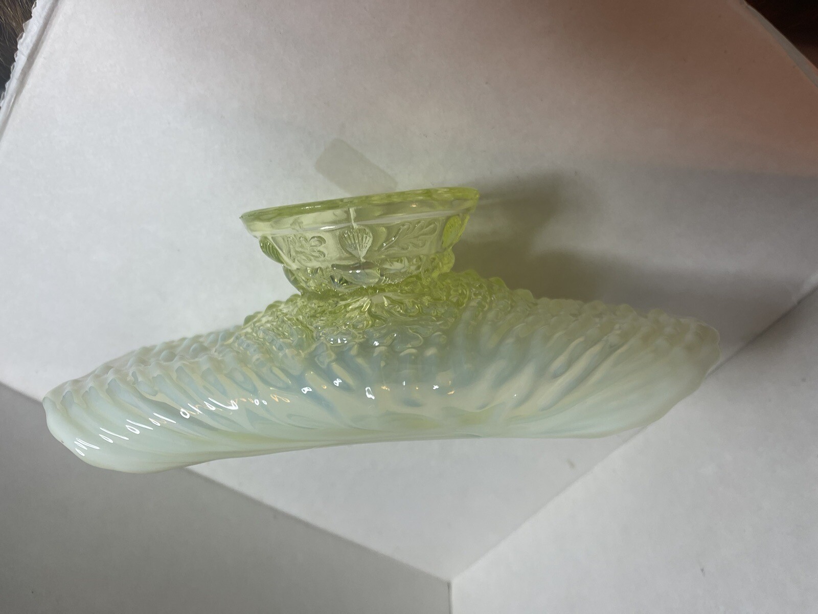 Uranium Vaseline Glass Argunaut Shell Antique Candy Dish eBay