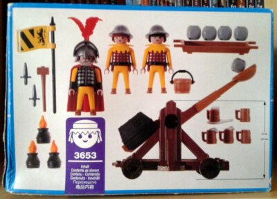 Playmobil 3653-A – Soldats Et Catapulte, Château, Vintage 1993