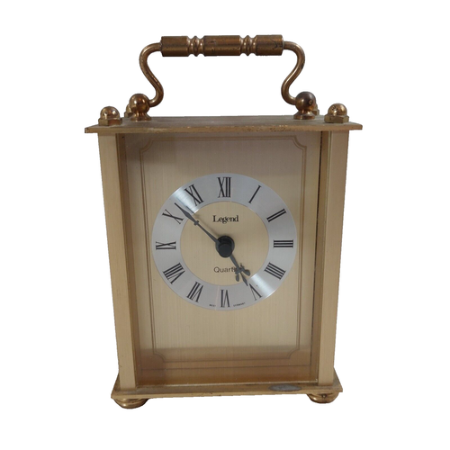 Legend Reloj Carro Latón Abrigo Vintage Cuarzo Alemania Occidental Funcionando 10.5cm