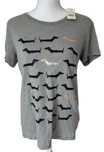 J.Crew New Size Medium Collection Tee Dachsund Dog Collection Short Sleeve