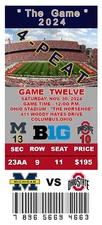 MICHIGAN WOLVERINES 2024 4 PEAT BEATS OHIO STATE COMMEMORATIVE GAME TICKETS (2)