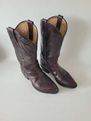 Tony Lama Lonestar Calf Skin Western Burgundy Embroidered  display picture 1