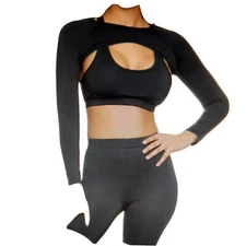 Woman’s Love JLong Sleeve Crop and Sport Bra 2 piece set Black Size M