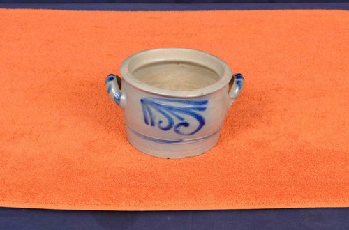 Vintage Deutscher Tontopf Blau Altbayrisch Einlegetopf Tontopf Gurkentopf Bayrisch - Bild 6 von 12