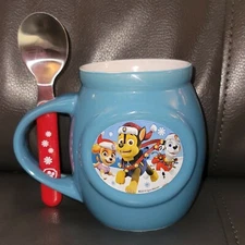 2019 SPIN MASTER PAW PATROL HOLIDAY HOT COCOA COFFEE MUG WITH SPOON CHASE SKYE