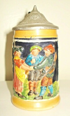  VINTAGE SMALL GERMAN PORCELAIN STEIN BEAUTIFUL VICTORIAN DESIGN NR