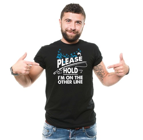 Please Hold I'm On The Other Line Shirt Funny Fishing Shirt For Men Fishing Gift
