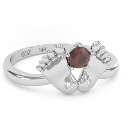 Baby Feet Lab-Created Rubin Diamant Ring in 14k Gold