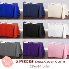 5 pc Rectangle Tablecloth Table Cover Party Wedding Linen Colors Choose Size 