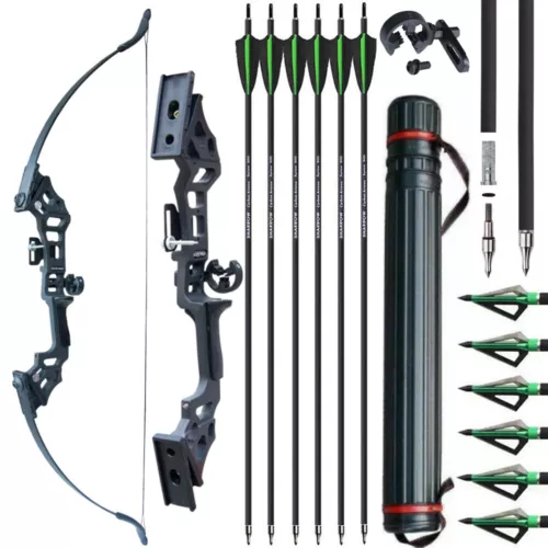 51“ 50lbs Recurve Bow Set Hunting Carbon Arrow Quiver Hunting Archery Takedown - Picture 14 of 18