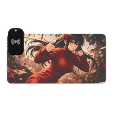 Yor Forger Anime Spy X Family LED Gaming Mouse Pad Wireless Charging Desk Mat