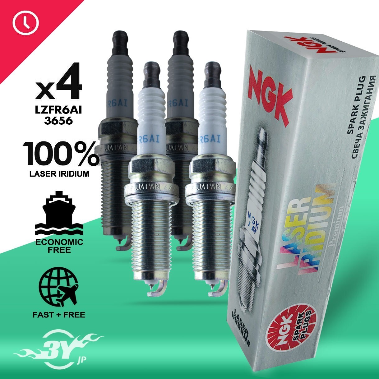 4PC Spark Plug Laser Iridium NGK LZFR6AI For Eclipse Galant Lancer Outlander 2.4