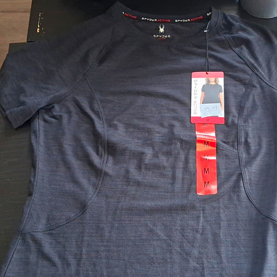 Spyder Active Men's Gray Crew Neck Short Sleeve Logo Polyester T-Shirt Size M