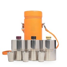 Glenmorangie Triple Hip Flask Gift Set. Leather. Stainless Steel. New In Box.