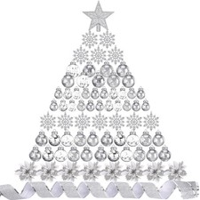 Jenaai Silver 74 Pcs Christmas Ball Ornaments Set Plastic Shatterproof Christ...