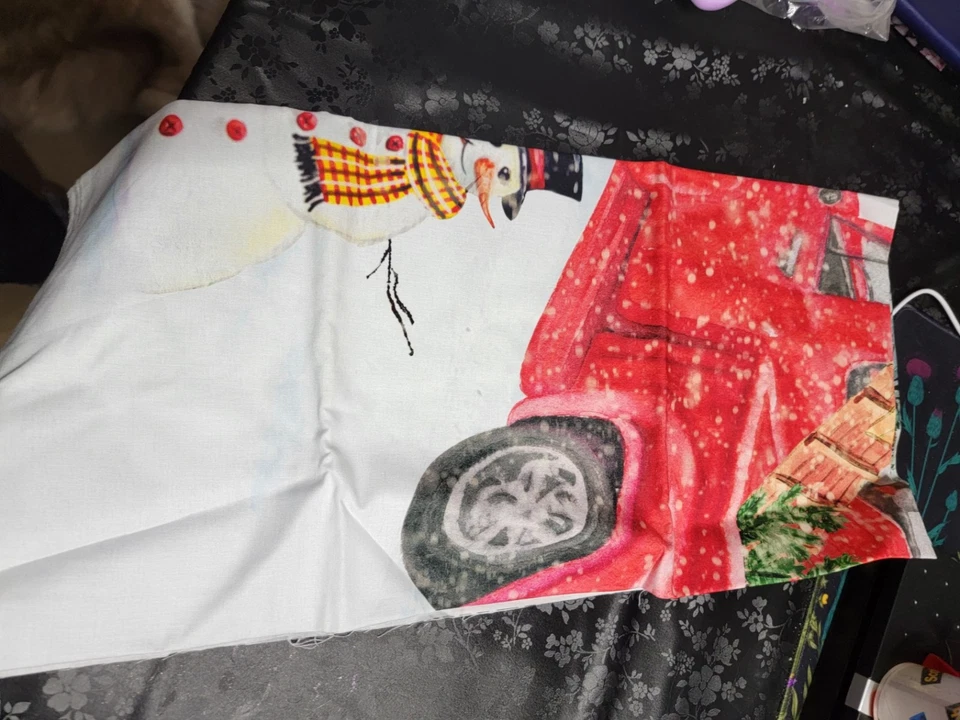 New Red Truck Fabric Panel 45"L X 36"W Quilting Sewing Crafting - Image 3 of 4