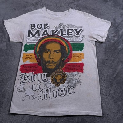 Vintage Gildan T-Shirt Adult Small White Cotton Bob Marley King Of Reggae Music