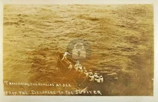 Transferring Remains fr the Delaware 2 the Jupiter WW1 RPPC Photo Postcard COPY
