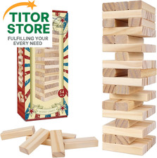Tumble Tower Game for Kids and Adults, 54pcs Wooden Board Stacking Game for Fam