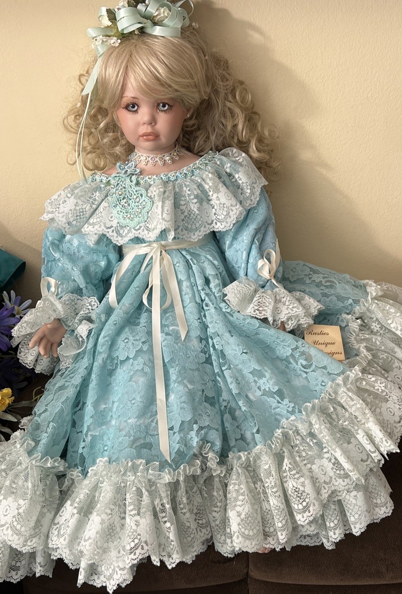 Rare Vintage Sitting Rustie Unique Design Porcelain Doll SE