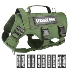 Service Dog Vest Harness for Medium Dog, Tactical Working MOLLE Vest with 10 ...