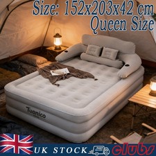 Image of Gatarn Queen Size Double Air Bed, Inflatable Air Mattress Built-in Electric Pump